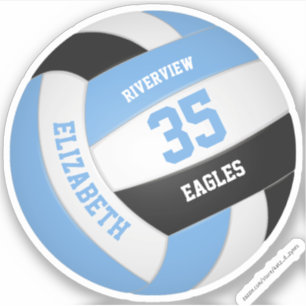 Sticker volley-ball noir bleu clair enfants ados sports