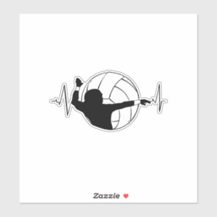 Sticker Volleyball - Battement de coeur de joueur de volle