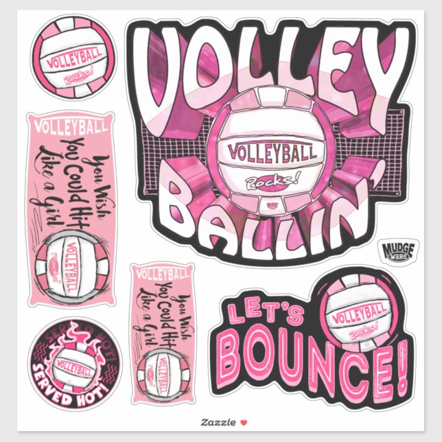 Sticker Volleyball rose (Feuille)