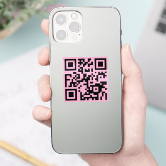 Sticker Votre code QR sur fond rose clair