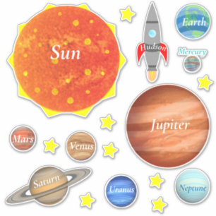 Sticker Votre enfant Nom Planètes Espaces Système solaire