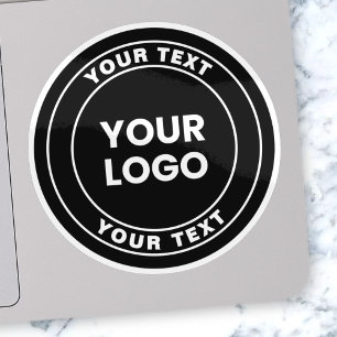 Sticker Votre logo téléchargé + Texte circulaire gras 