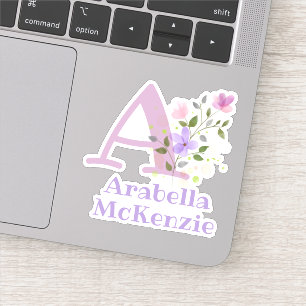 Sticker Votre nom au design floral