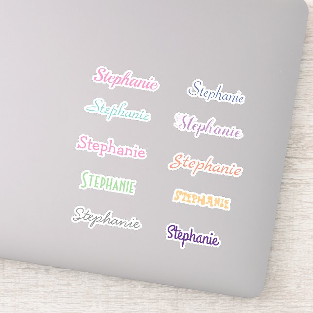 Sticker VOTRE NOM feuille personnalisable de 10 décalcoman (Détail)