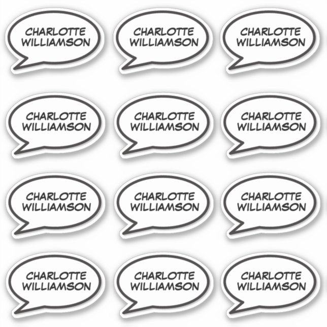 Sticker Votre nom Speech Bubble Fun Retro Comédie Livre (Devant)