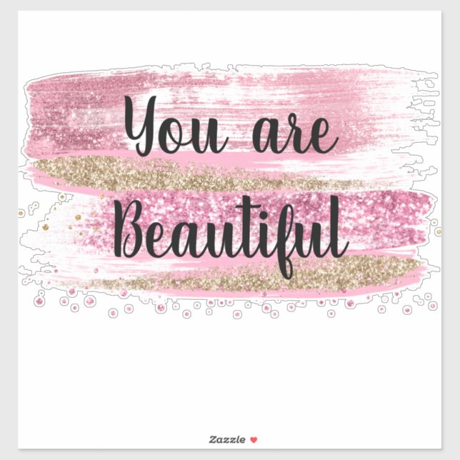 Sticker Vous êtes belle Parties scintillant rose (Feuille)