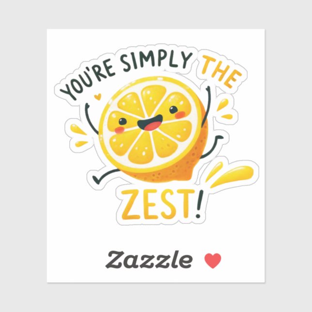 Sticker Vous êtes Simply the Zest" - Pun de citron vibrant (Feuille)
