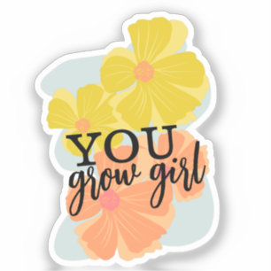 Sticker Vous Grandissez Fille Florales Dessinées à la Main
