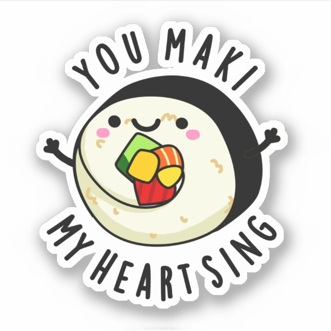 Sticker Vous Maki Mon Coeur Chante Drôle Sushi Pun (Devant)