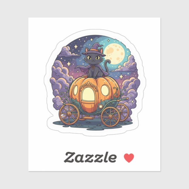 Sticker Voyage Citrouille de minuit - Transport de chats m (Feuille)
