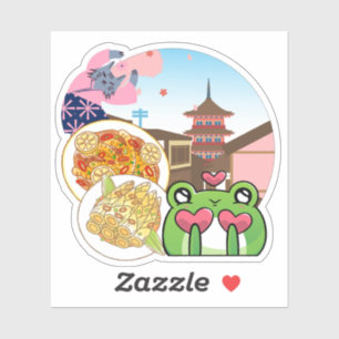 Sticker Voyage culinaire japonais : chat, grenouille et dé