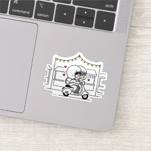 Sticker Voyage en scooter pour un couple mignon   Amour de