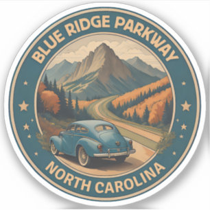 Sticker Voyage en voiture classique sur la route panoramiq