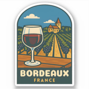 Sticker Voyage Rétro Bordeaux France Vignoble