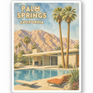 Sticker Voyage Rétro Palm Springs Californie Paysage
