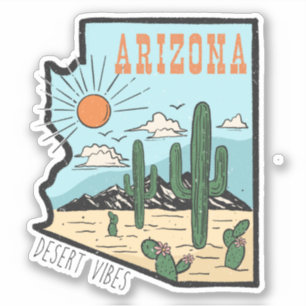 Sticker Voyage rétro vintage Arizona désert cactus