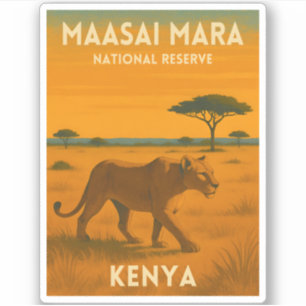 Sticker Voyage Rétro Vintage Kenya Afrique Nature Faune