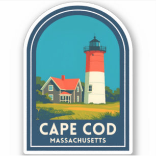 Sticker Voyage Vintage Cap Cod Phare Nauset Rétro