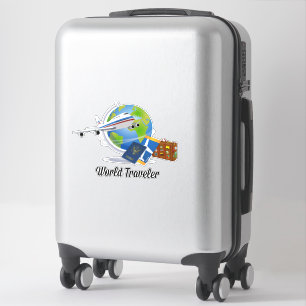 Sticker Voyageur du monde, avion, valise, passeport... st
