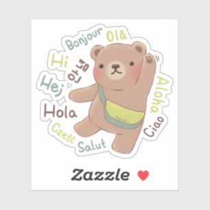 Sticker Voyageur Ours : Illustration de voeux