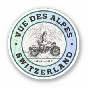 Sticker Vue des Alpes tour en moto suisse-alpes