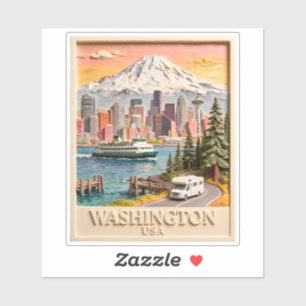Sticker Vue panoramique de la ville de Seattle, Washington