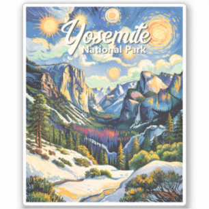 Sticker Vue personnalisée du tunnel de Yosemite en hiver d
