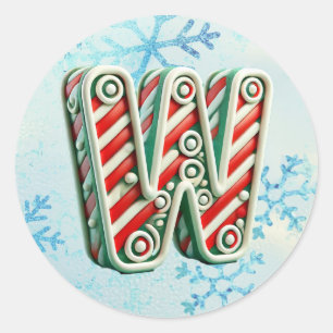 Sticker "W" de Noël sucre de canne, Stripes festiv