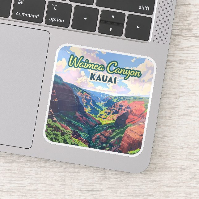 Sticker Waimea Canyon Kauai Hawaii Paysage Rétro (Détail)