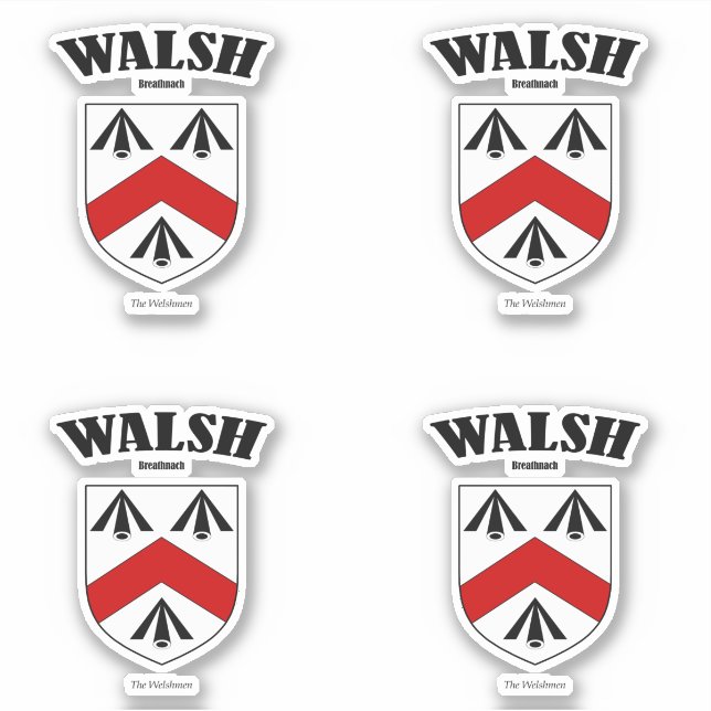 Sticker Walsh Crest Traduction et signification irlandaise (Devant)