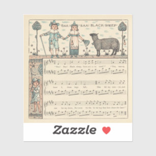 Sticker Walter Crane Baa Baa Mouton Noir Comptine