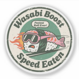 Sticker Wasabi Boost Vitesse mangée Course Sushi