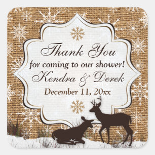 Sticker Wedding shower de Burlap Rustique, Snowfla