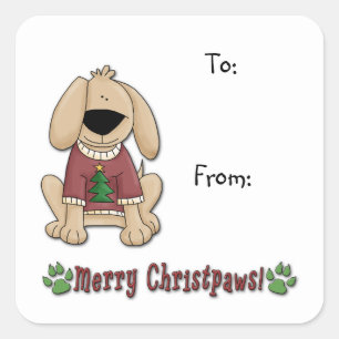 Sticker - Weihnachts-Hund Geschenkanhänger