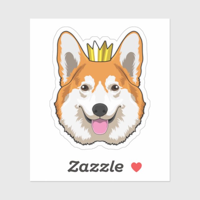 Sticker Welsh corgi with Crown (Feuille)