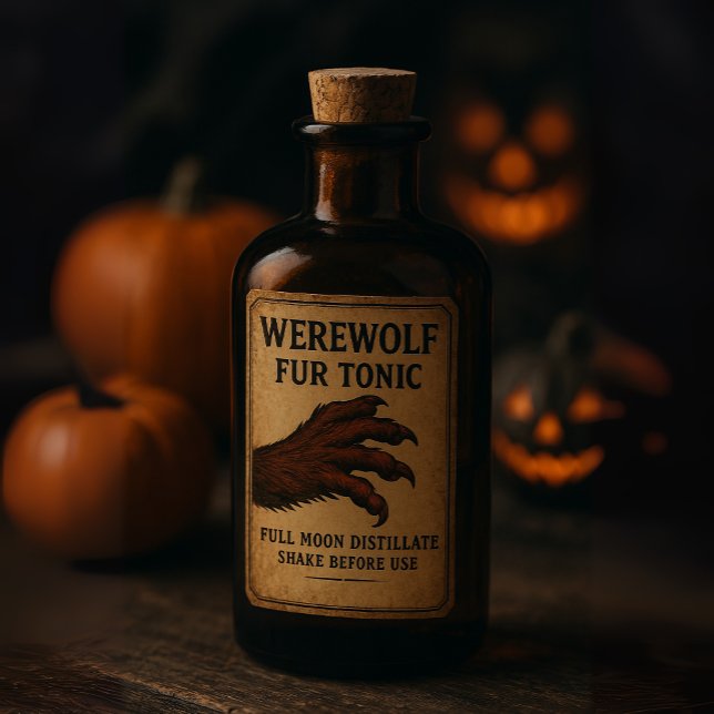 Sticker Werewolf Fur Tonic - Halloween Apothecary Label (Werewolf Fur Tonic - Halloween Apothecary Label)