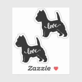 Sticker West Highland Terrier Chien race Love x2 Vinyl