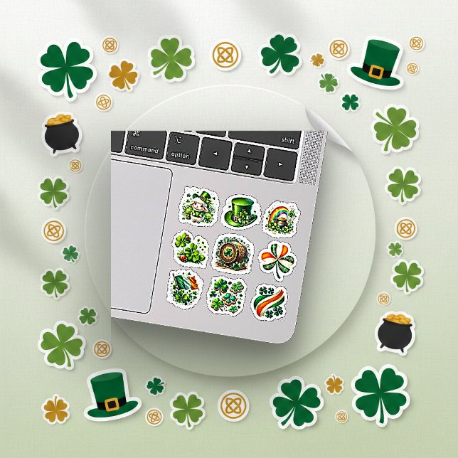 Sticker Whimsical Green Irish Folk St. Patrick’s Day Set (Créateur téléchargé)