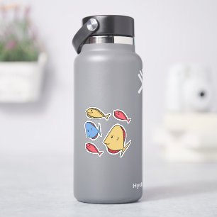 Sticker Whimsical Petits poissons rouge bleu jaune
