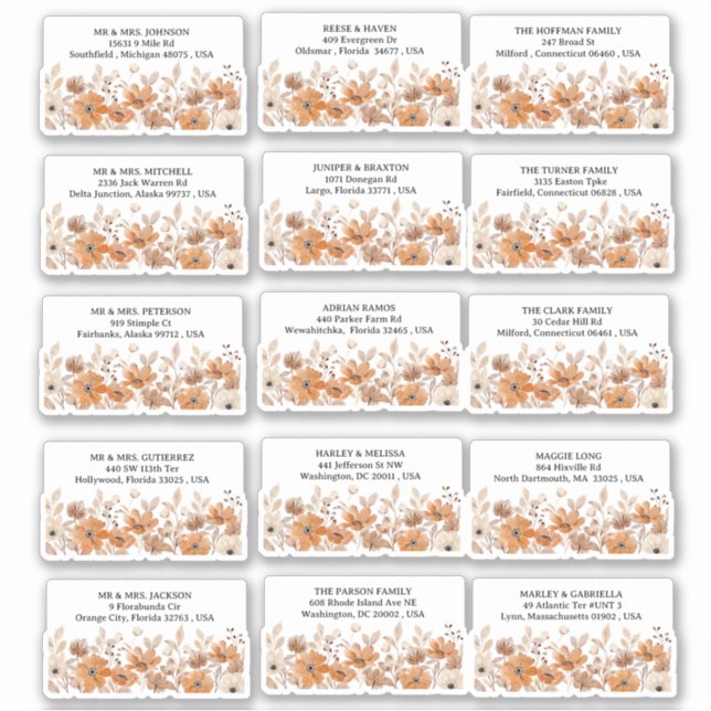 Sticker Whimsical Rustic Boho Floral Mariage Adresse (Devant)