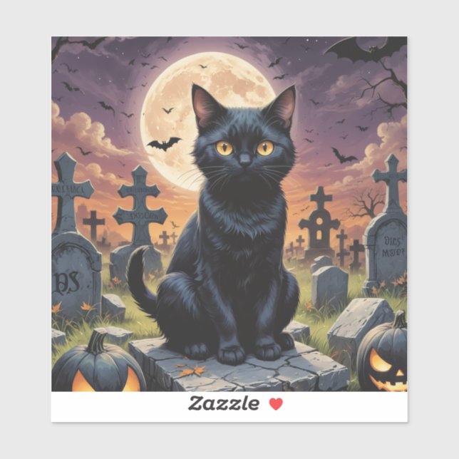 Sticker Whiskers of the Witching Hour - Chat noir (Feuille)