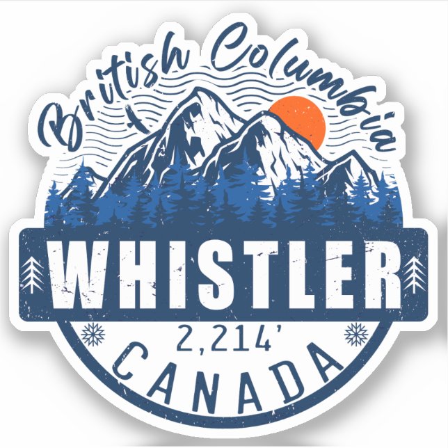 Sticker Whistler Colombie-Britannique Canada Ski minimalis (Devant)