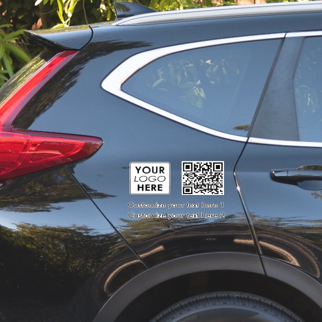 Sticker White Business Logo Entreprise Simple QR Code Text (Coté voiture)