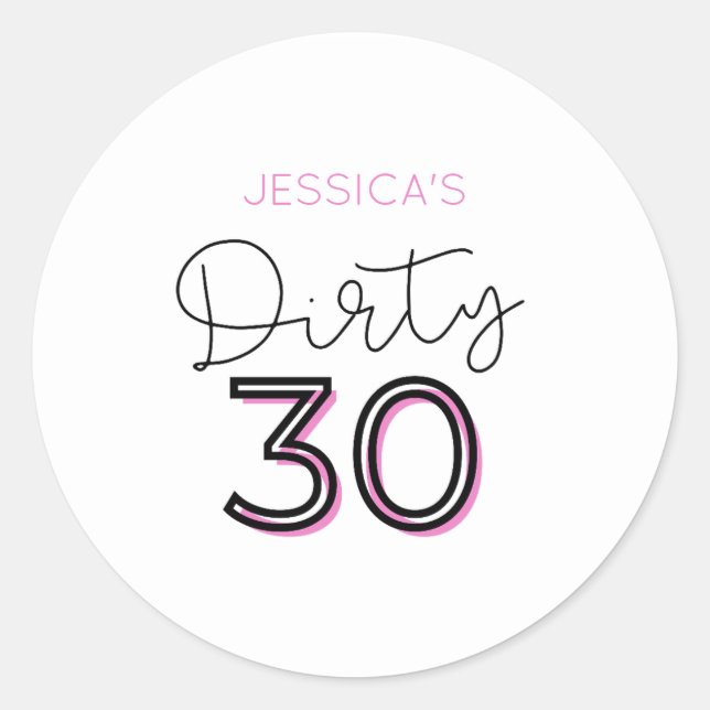 Sticker White Pink Dirty Trente Anniversaire (Devant)