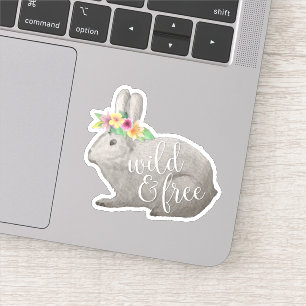 Sticker Wild & Free   Citation de la Couronne fleur de lap
