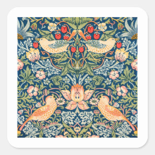 STICKER: WILLIAM MORRIS : STRAWBERRY THIEVES QUADRATISCHER AUFKLEBER