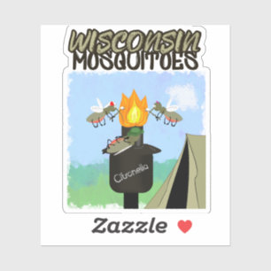Sticker Wisconsin Mosquitoes Cartoon