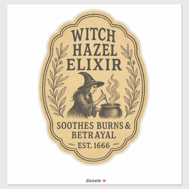 Sticker Witch Hazel Elixir - Halloween Apothecary Label (Feuille)