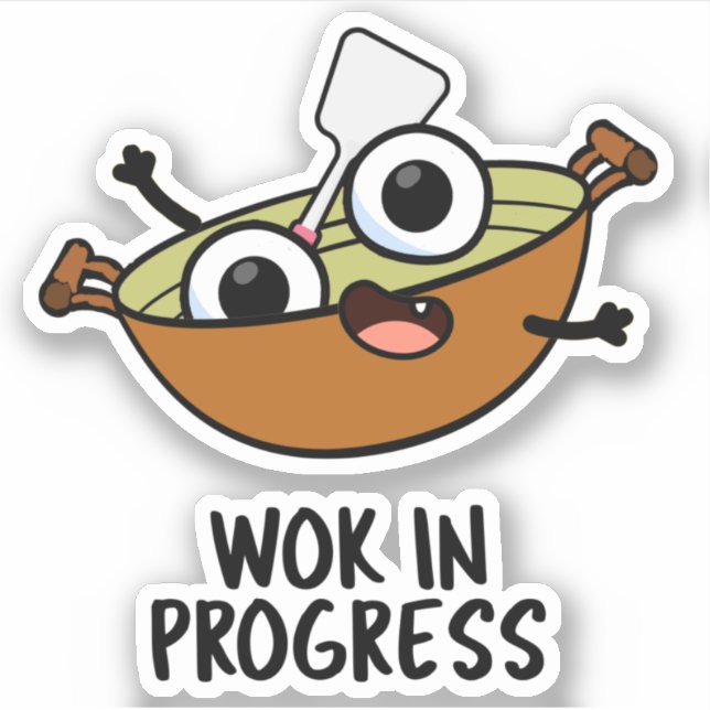 Sticker Wok En Cours Funky Cuisine Pun (Devant)