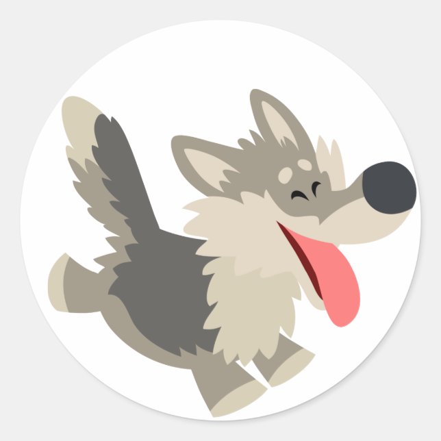 Sticker Wolf Cartoon Frolicsome (Devant)